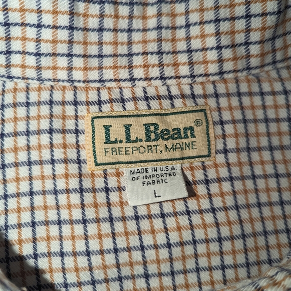 LL BEAN button down White blue and orange stripe men size large - Picture 3 of 3